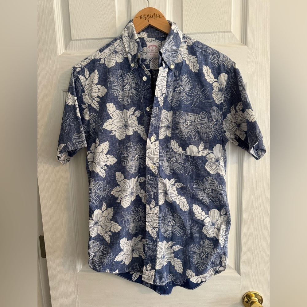 Brooks Brothers flowered button down polo